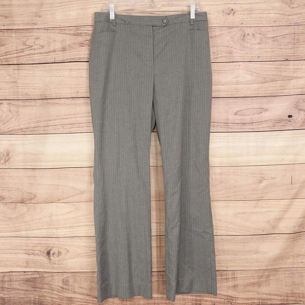 Calvin Klein Pants Womens 14P Gray Dress Pants Straight Pinstripe Stretch 33x29